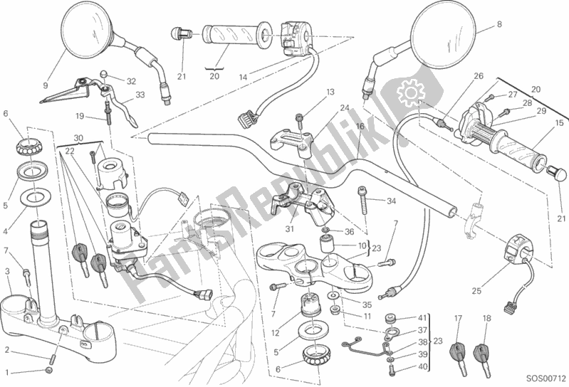 All parts for the Handlebar of the Ducati Monster 796 ABS Anniversary 2013